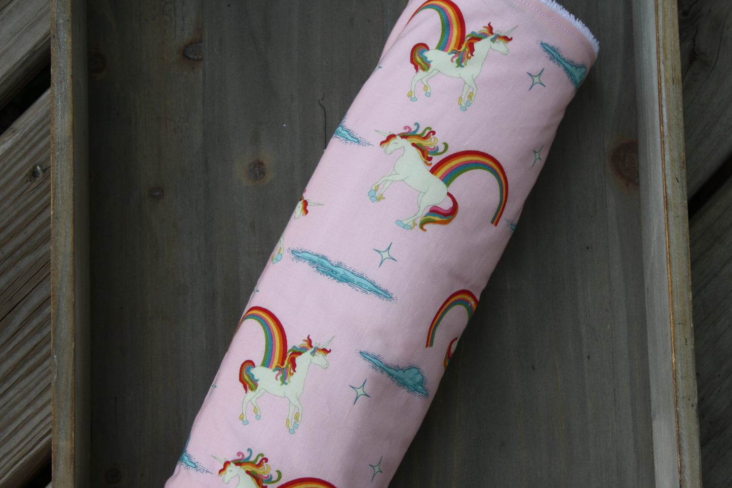 unicorns and rainbows snap together towel set